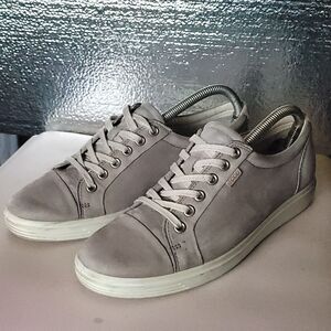 Ecco Soft 7 Suede Comfort Sneakers Unisex Size 40 EU Gray Casual Leather Shoes